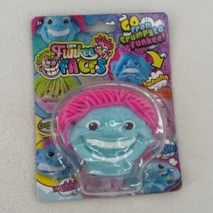ORB Funkee Faces Blue Pink Hair Squishy Sand Filled Stretch Smush Stress Toy NEW